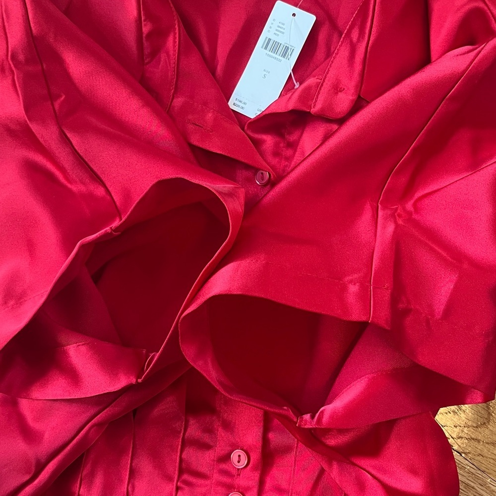 Anthropologie X Exquise Tobie Satin Shirt Dress Size Small NWT - Picture 12 of 13